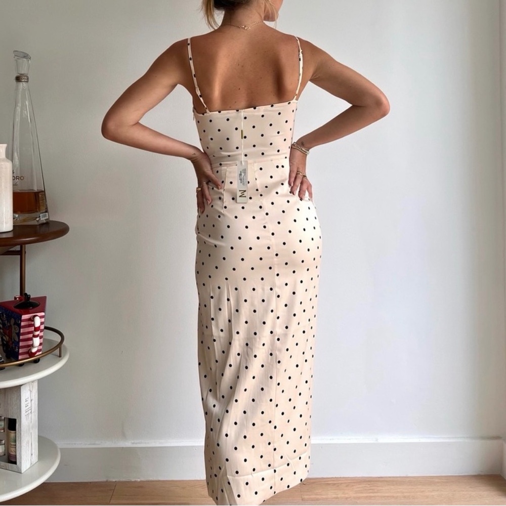 Meshki Cream and Black Polka Dot Midi Dress - Picture 5 of 5